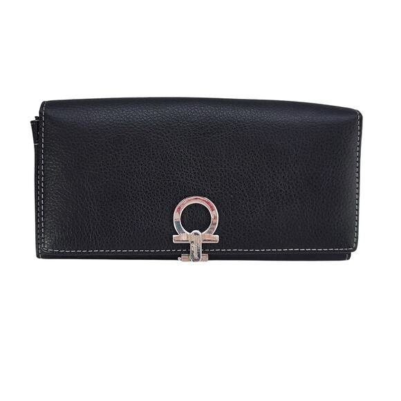 Salvatore Ferragamo Black Pebbled Leather Wallet Italy Read Description - Picture 1 of 10